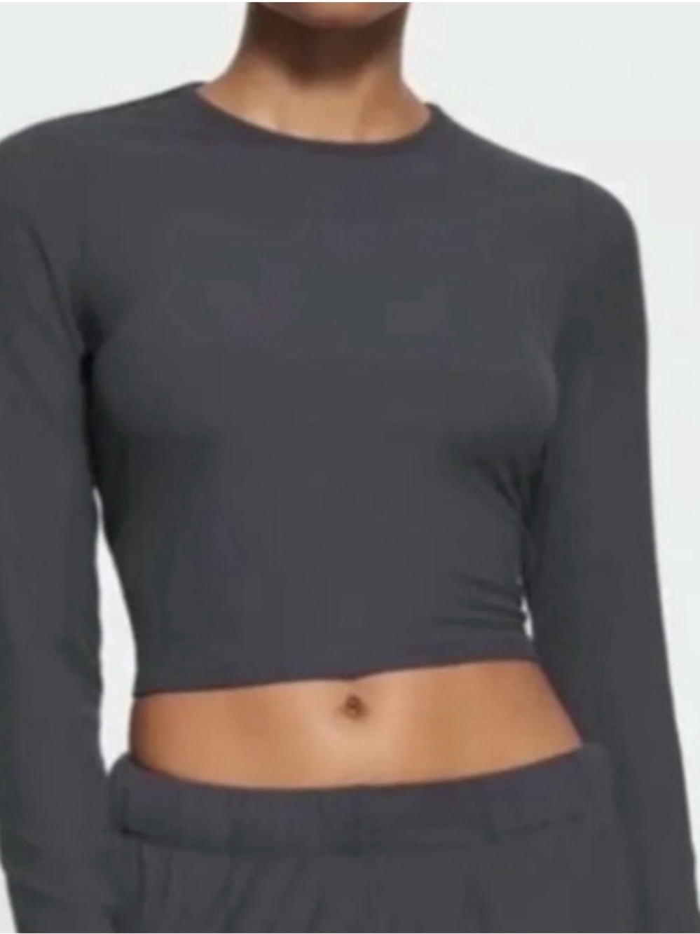 NWT SKIMS Soft Lounge Ribbed Long Sleeve Crop Top in Graphite - Graphite Size M